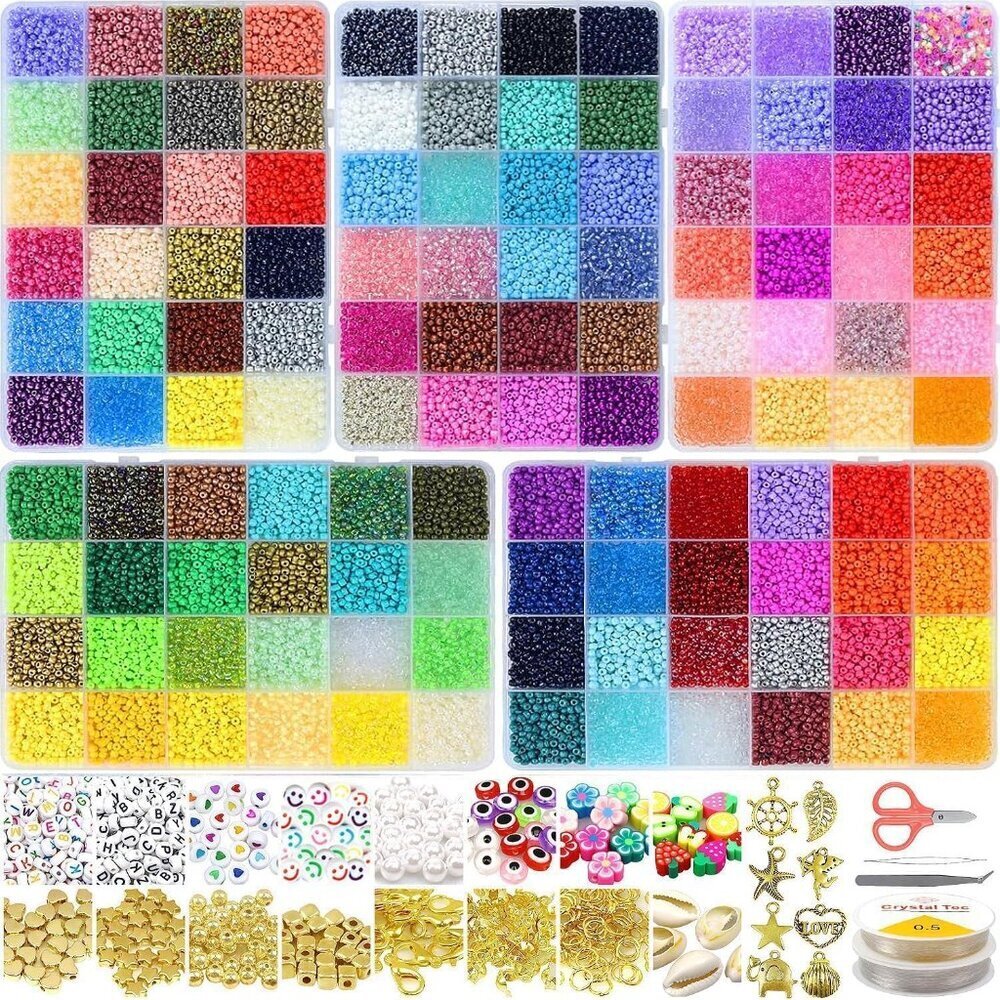 32400pcs Glass Seed Beads for Jewelry Making Kit, 120 Colors 3mm Small Beads Kit